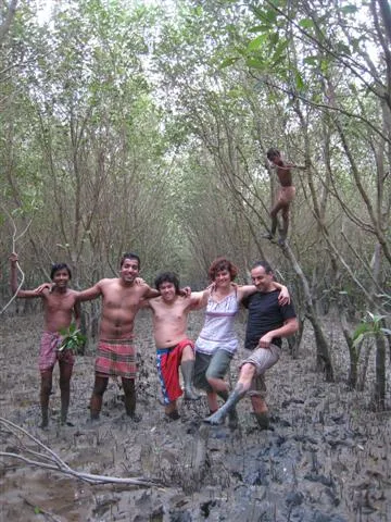The gang walking in the mangroves, the Sunderbans.