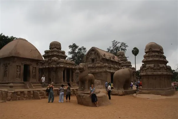 The amazing rock carvings of the Five Rathas, Mamallapuram.