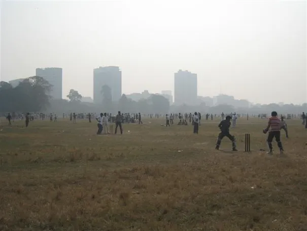 Maidan Park where hundreds of games of cricket are played, Calcutta.