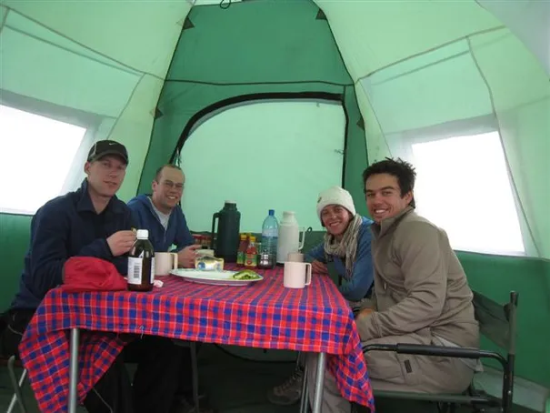 Dinner time in the mess tent. We spent the week with two Dutch guys who were great company