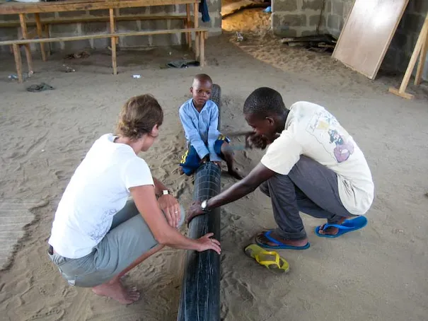 Everyone helped out with building the water pump and tank