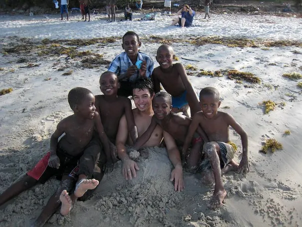 Glen having fun playing at the beach