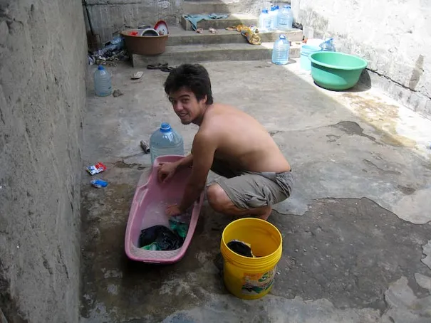 Glen doing some housework - washing :)
