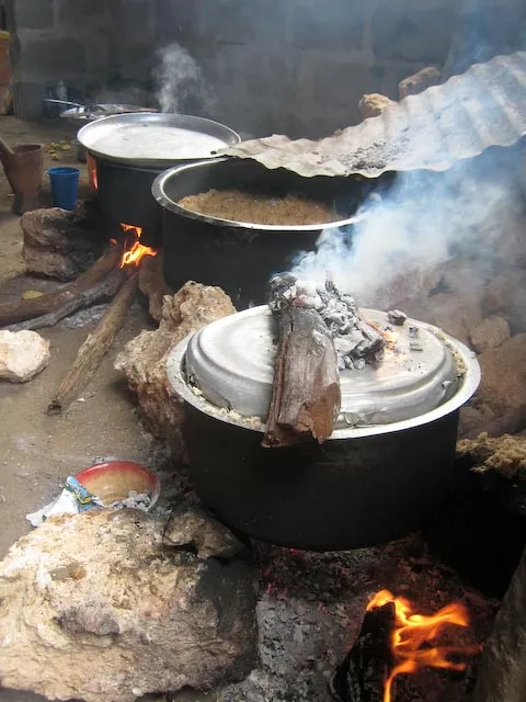 The huge feast at our good-bye party included 25kg of rice