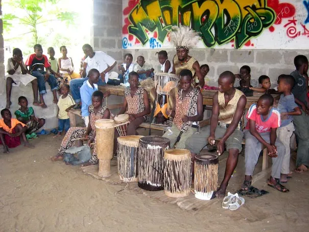The students about to perform at the party