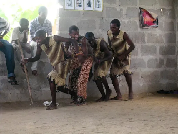 Godfrey, Frankie, Adam and Ombeni performing their dance