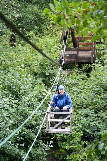 One of the cable cars we had to use to cross the rivers. There was only enough room for 2 and one of them was over a hundred metres long.