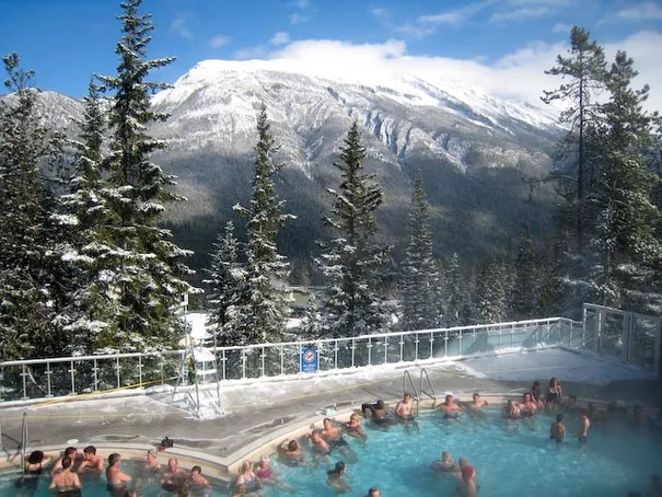 The Upper Hot Springs. -15 outside, a balmy 39 degrees in the water. Banff National Park