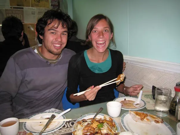 Robyn was extremely happy to be eating dumplings again