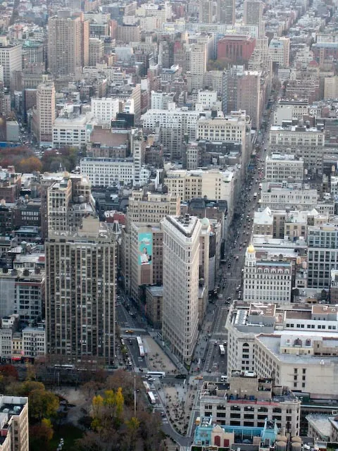 The Flatiron building. New Yorks first skyscraper, as seen from the top of the Empire State building