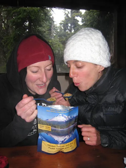 Hannah and Robyn chowing down on the Teriyaki Chicken. Mmmmm