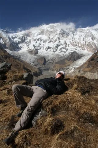 Robyns relaxing at Annapurna Base Camp