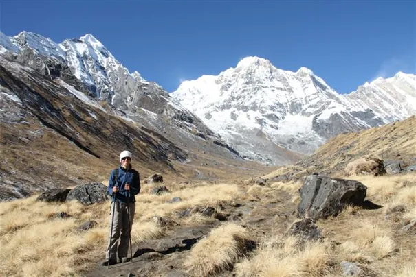 Robyn nearing the top of Annapurna Base Camp