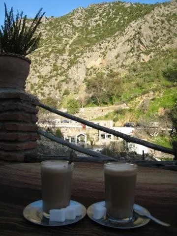 Relaxing with our favourite Moroccan past time, (drinking coffee) after the Climb to the summit of Jebel El-Kelaa, Chefchaouen
