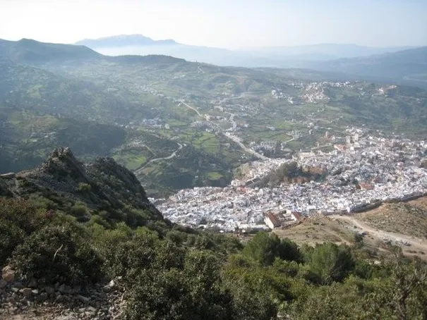 The view of Chefchaouen on the way to the summit.