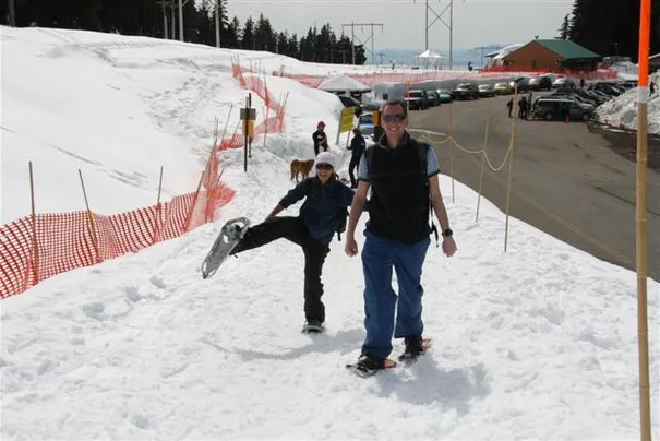Robyn and Steve heading off on our snow shoeing adventure where we climbed Mt Cyprus!
