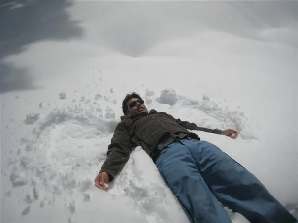 Glen making a snow angel.