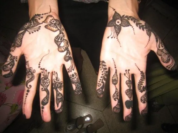 Robyns hands after a hour in Calicut, India.