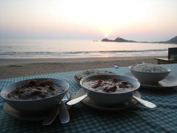 A nice dinner on the beach in Gokarna, India.