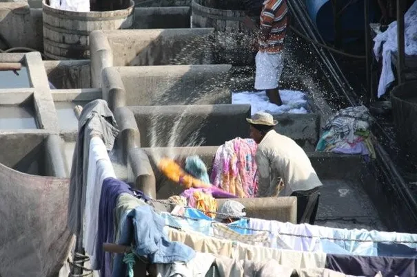 The washing action down at the Dhobi Ghat, Mumbai