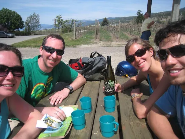 Eating our wine and cheese. Nothing but class!
